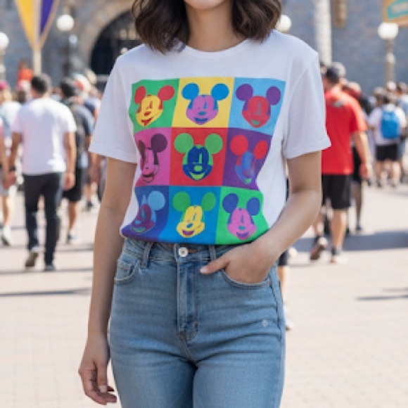 Disney Tops - Disney Mickey Mouse‎ Art Pop Graphic T-Shirt